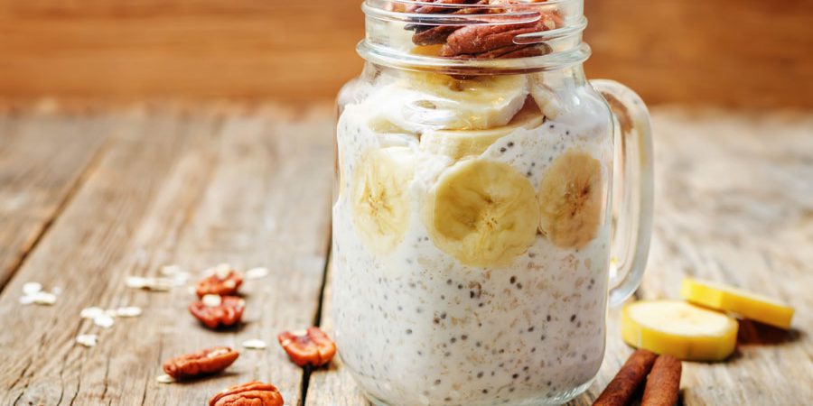 Morning oatmeal with fruit and nuts